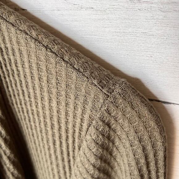 Knox Rose Cardigan Womens Size Large Olive Green Waffle Knit Open Lightweight - Picture 10 of 16